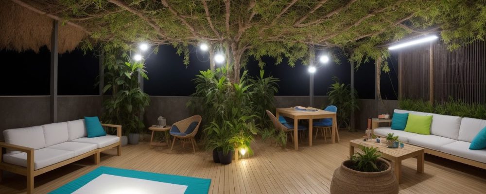 Uma equipe de profissionais em espaço de trabalho moderno, interagindo e trocando informações com telas digitais e plantas ao fundo.
