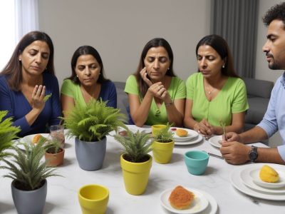 Equipe de saúde em atendimento domiciliar, com agente comunitário envolvendo famílias em uma abordagem integrada de cuidados.