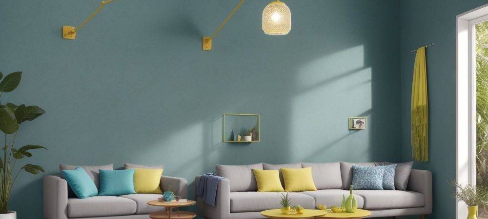 Sala moderna e aconchegante com mesa organizada, caderno e smartphone exibindo um aplicativo de produtividade, transmitindo tranquilidade e motivação.