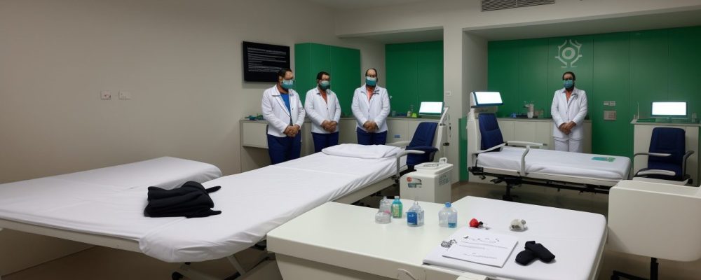 Profissional de saúde de jaleco conversa com paciente em sala de atendimento, representando a ética na saúde com livros de bioética ao fundo.