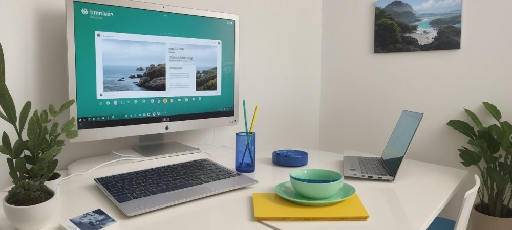 Equipe diversificada em escritório moderno discute gestão da comunicação com laptops e quadro branco