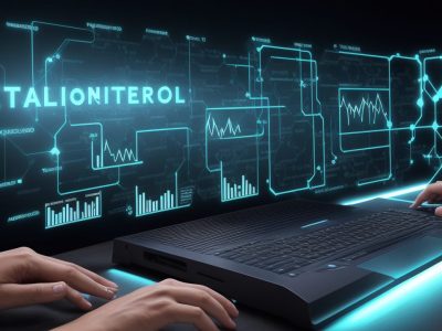 Profissional em ambiente moderno criando página web com HTML avançado no serviço público