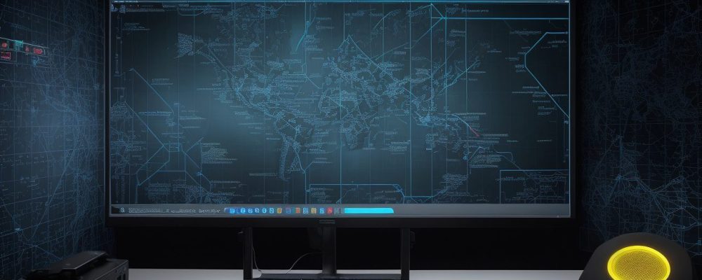 Peritos em um laboratório criminal futurista analisam evidências digitais com computadores e telas interativas, destacando a inovação da análise forense digital.