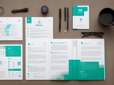 Mesa de trabalho moderna com documentos, laptop e lousa sobre orçamento público e gestão orçamentária, destacando a transparência.