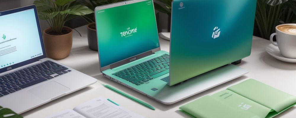 Mesa de trabalho organizada com laptop, lista de tarefas e café, transmitindo uma sensação de produtividade e controle na administração do tempo.