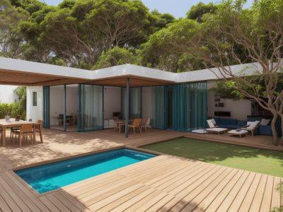 Arquitetos em escritório moderno organizando mesas com modelagem 3D, iluminados por luz natural.