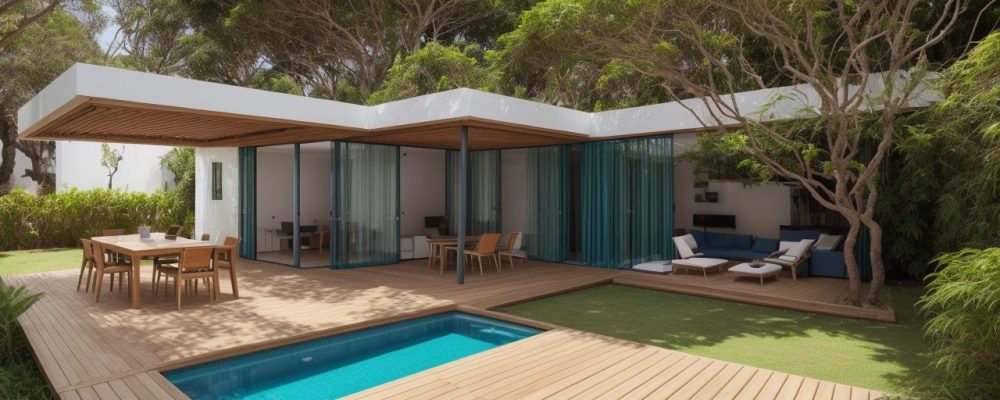 Arquitetos em escritório moderno organizando mesas com modelagem 3D, iluminados por luz natural.