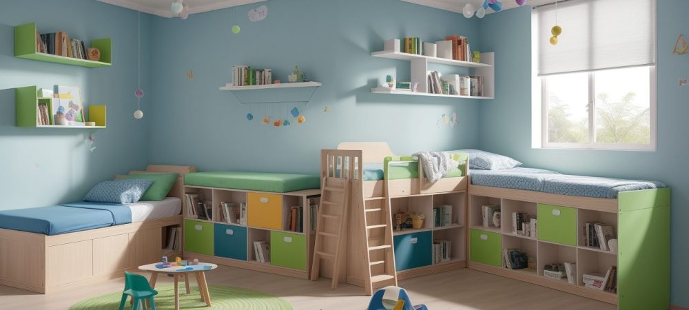 Sala de aula moderna com crianças lendo e aprendendo, enfatizando a neurociência na alfabetização.