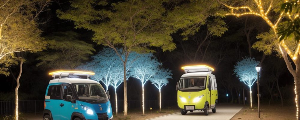 Uma pessoa cega usando uma bengala, caminhando confiantemente em um parque iluminado, cercada por árvores e flores coloridas, mostrando liberdade e autonomia.
