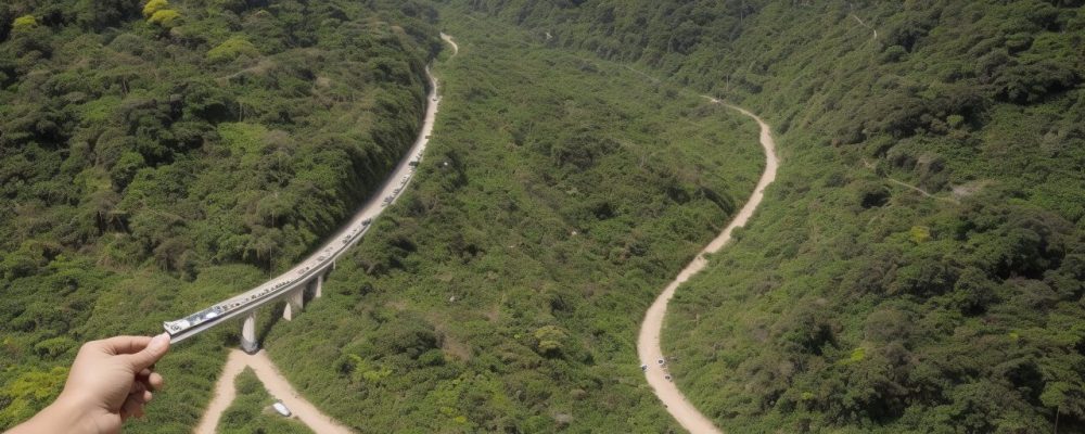 Pessoa com deficiência visual caminhando em ambiente urbano usando bengala, com mapas táteis visíveis, transmitindo segurança e inclusão.