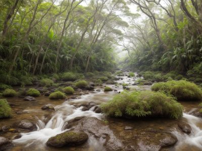 Perito ambiental concentrado analisando amostras de solo em área contaminada, rodeado por vegetação saudável, destacando compromisso ambiental.