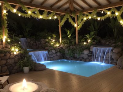 Sala de terapia holística com almofadas e velas em sessão de meditação guiada, estilo ilustrativo vibrante.