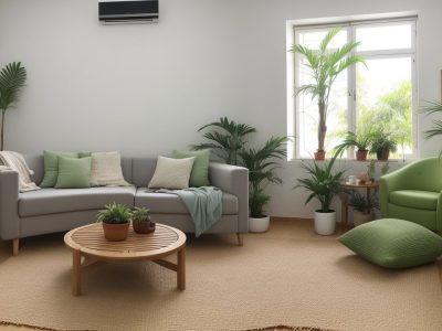 Sala de terapia holística serena com terapeuta meditando, velas, plantas e cristais em ambiente tranquilo