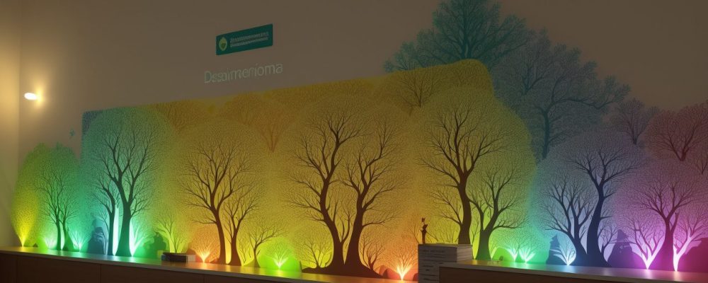 Uma sala de aula acolhedora iluminada naturalmente, com alunos envolvidos em trabalho colaborativo e um professor apoiando um estudante com tablet.