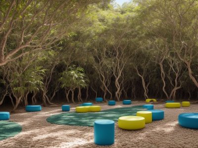 Alunos com diversas habilidades interagem em uma sala de aula inclusiva, usando materiais adaptados e tecnologia.