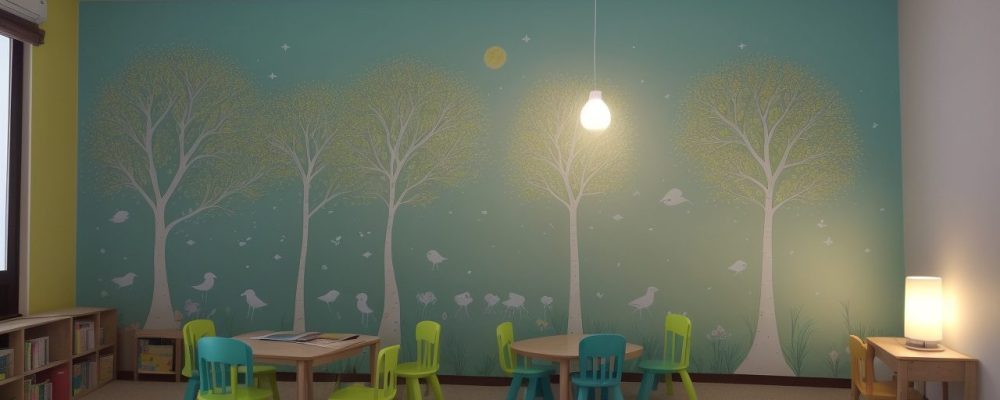 Sala de aula inclusiva com alunos de diferentes habilidades interagindo com materiais educativos adaptados, como tablets e livros em braille.