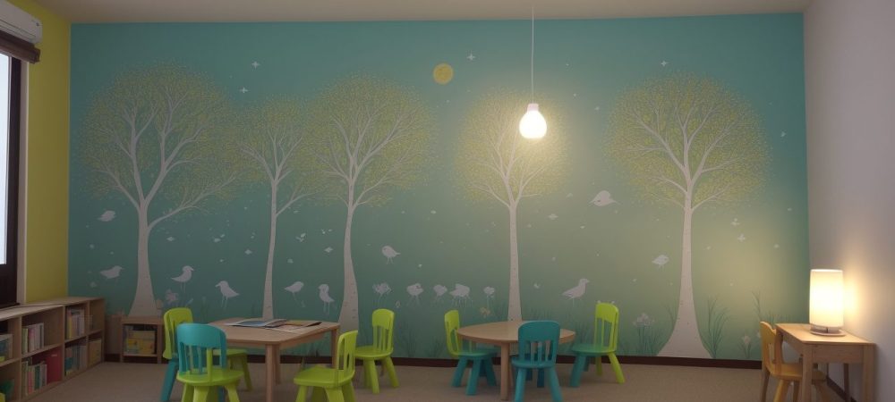 Sala de aula inclusiva com alunos de diferentes habilidades interagindo com materiais educativos adaptados, como tablets e livros em braille.