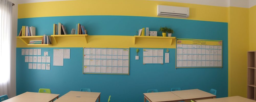 Sala de aula inclusiva e moderna com alunos surdos e ouvintes interagindo em Libras, destacando a cultura surda.