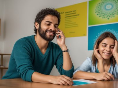 Ambiente acolhedor de sala de aula com professores e alunos interagindo sobre neuropsicologia e aprendizagem em um clima positivo e colaborativo.