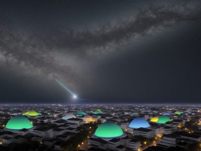 Sala de aula moderna e interativa com alunos engajados, utilizando tecnologias na educação digital em um ambiente colorido.
