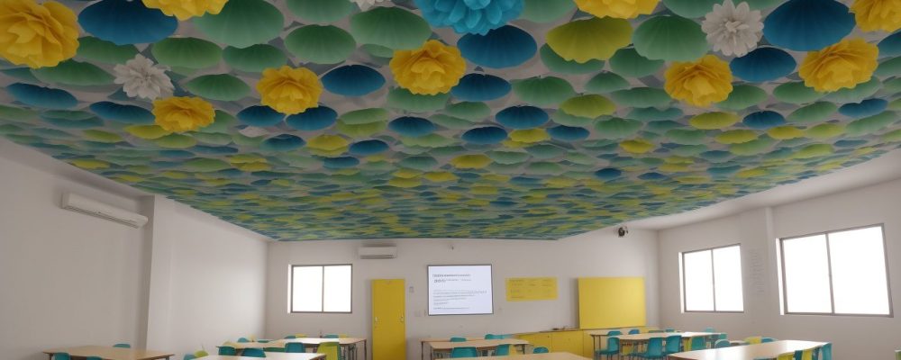 Uma sala de aula inclusiva vibrante com alunos de diversas idades colaborando em atividades, destacando diversidade e empatia.