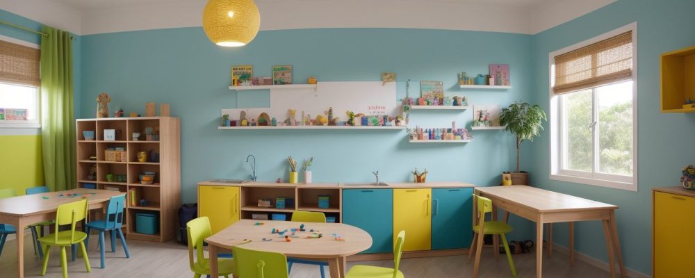 Sala de aula moderna e inclusiva com alunos interagindo com tablets, destacando a diversidade e o engajamento no atendimento educacional especializado.