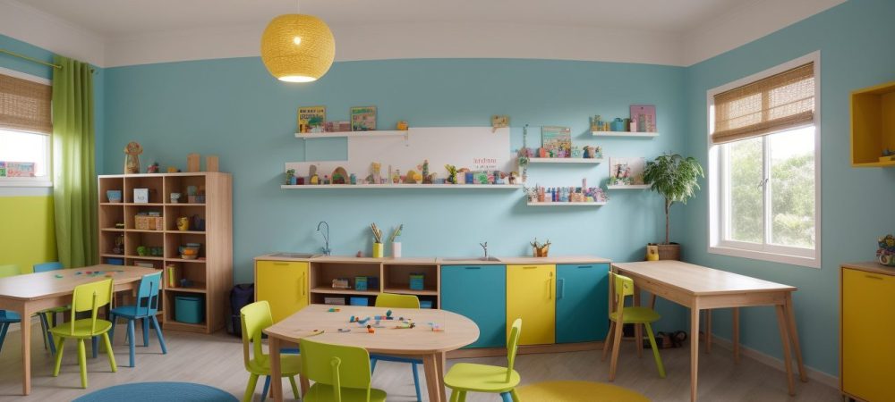 Sala de aula moderna e inclusiva com alunos interagindo com tablets, destacando a diversidade e o engajamento no atendimento educacional especializado.