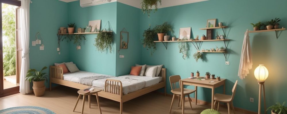 Crianças em sala de aula Montessori, explorando áreas de aprendizagem com materiais sensoriais em ambiente acolhedor e iluminado.