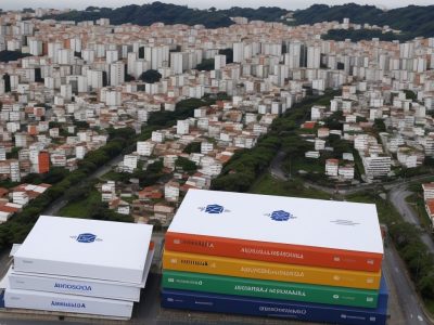 Servidor público analisando documentos do Código Penal em escritório moderno, cercado por livros jurídicos.