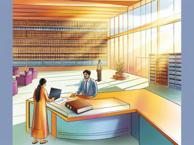 Cidadão solicita informações de governo em escritório moderno com laptop e documentos, promovendo transparência