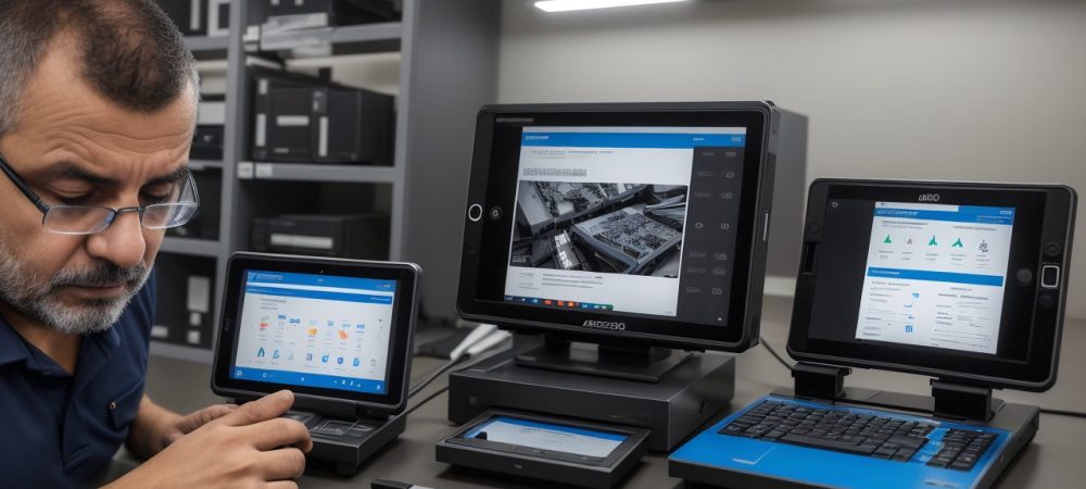 Investigador analisa evidências em laboratório moderno com tecnologia avançada e análise forense digital