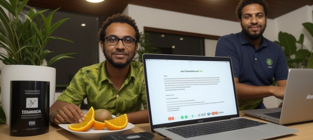 Ambiente de escritório moderno com líderes e colaboradores participando de um treinamento colaborativo sobre gestão de pessoas, em um espaço vibrante e energizante.