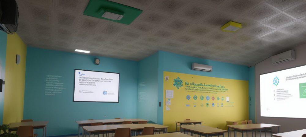 Alunos e professores em treinamento de primeiros socorros, aprendendo manobras com a Lei Lucas em sala de aula.