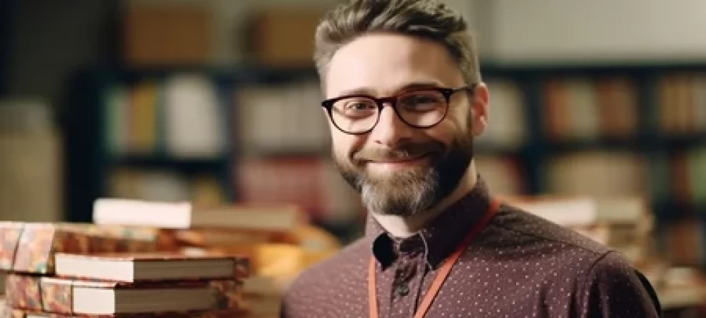 um-homem-esta-em-frente-a-pilhas-de-livros-em-uma-biblioteca-2